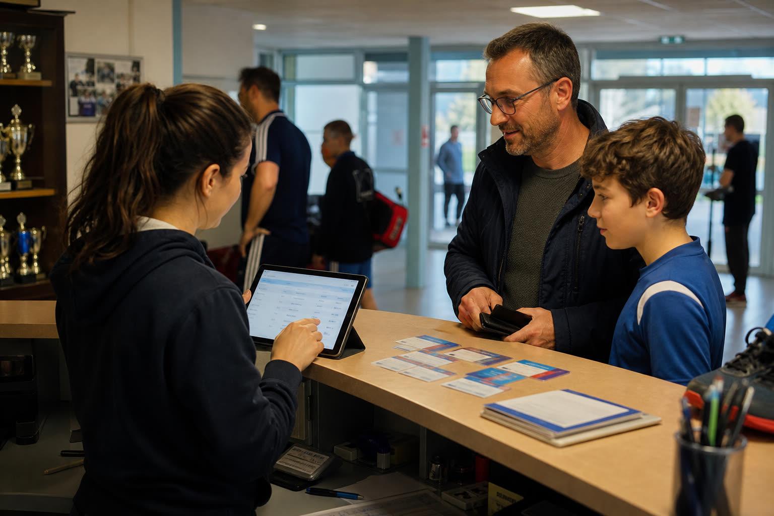 Accueil d’un club sportif avec tablette d’administration